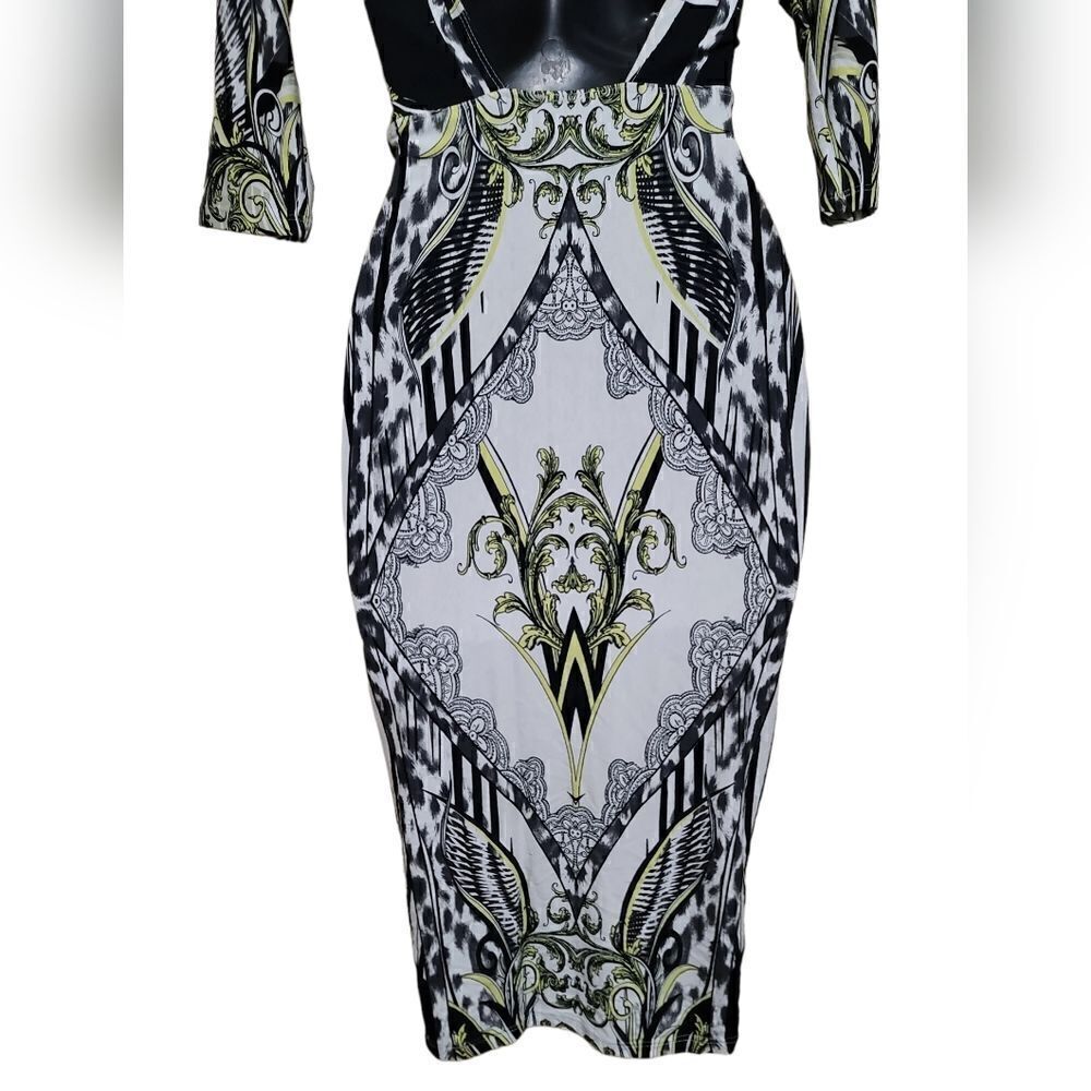 ASOS Black and White Midi Geometric 3/4 Sleeve Dress Sz 0 - Picture 6 of 9